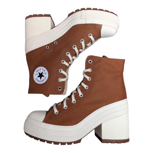 Converse Chuck 70 De Luxe Heel Womens 11.5 Tawny Owl Canvas Platform Sneaker NEW - Picture 10 of 11